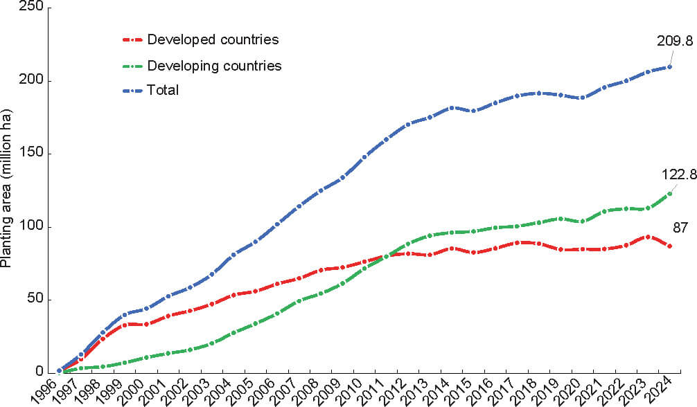 Crecimiento global de cultivos transgénicos