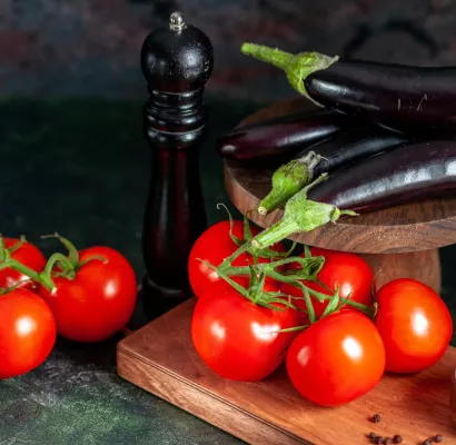 alimentos editados, tomate y berenjenas